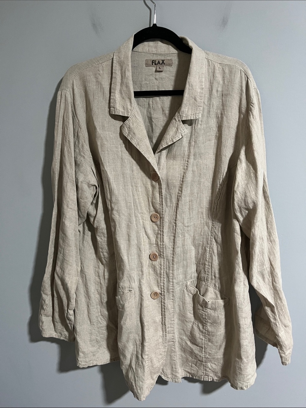 Flax Linen Button Front Jacket